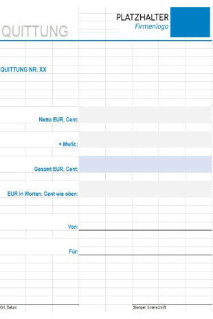 Quittung Vorlage - kostenloser Download für Word & Excel