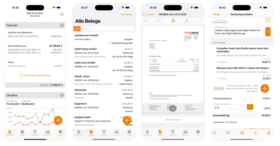 Screenshot aus der mobilen App von Lexware Office