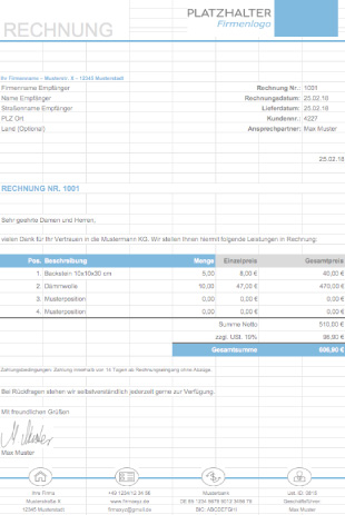 Rechnungsvorlage Excel Kostenlos Download Anleitung